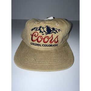 Coors Men Corduroy Snapback Hat Golden Colorado Beer Cap Tan Official Gift NWT